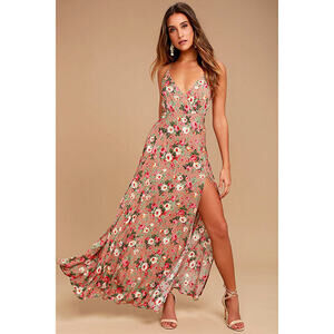 LULU’S Everlasting Bliss Blush Floral Print Maxi Dress Pink